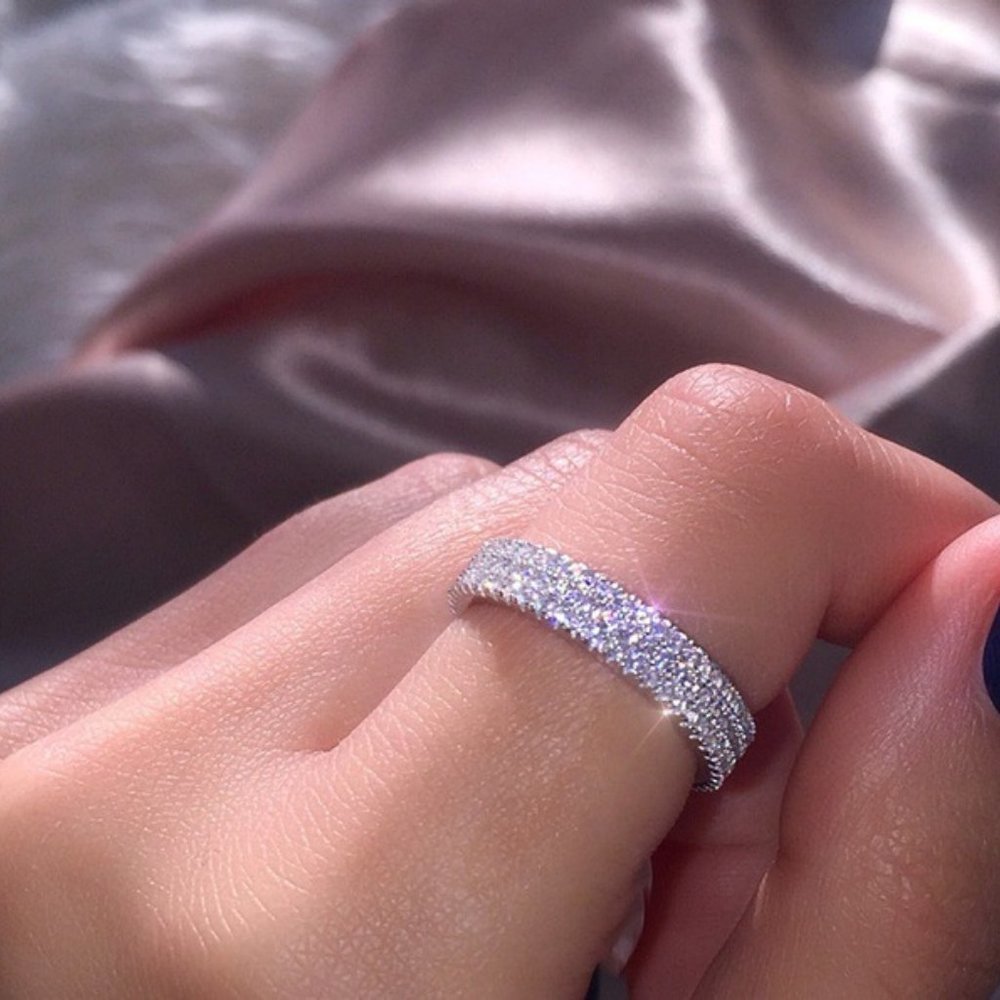 *NEW 925 Silver Diamond Triple Full Eternity Ring - Picture 5 of 7